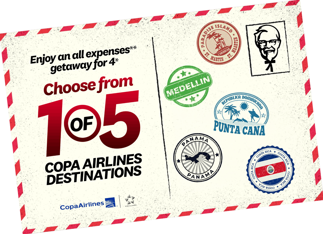 Enjoy an all-expenses getaway for 4 - choose from 1 of 5 Copa Airlines destinations